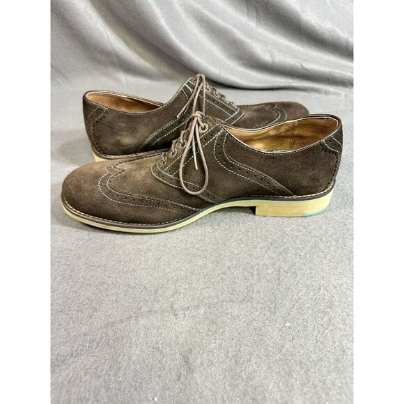 Johnston Murphy Mens Flex System Sheepskin Insole Brown Blue Stitching Sz 8 1/2M - Picture 5 of 14